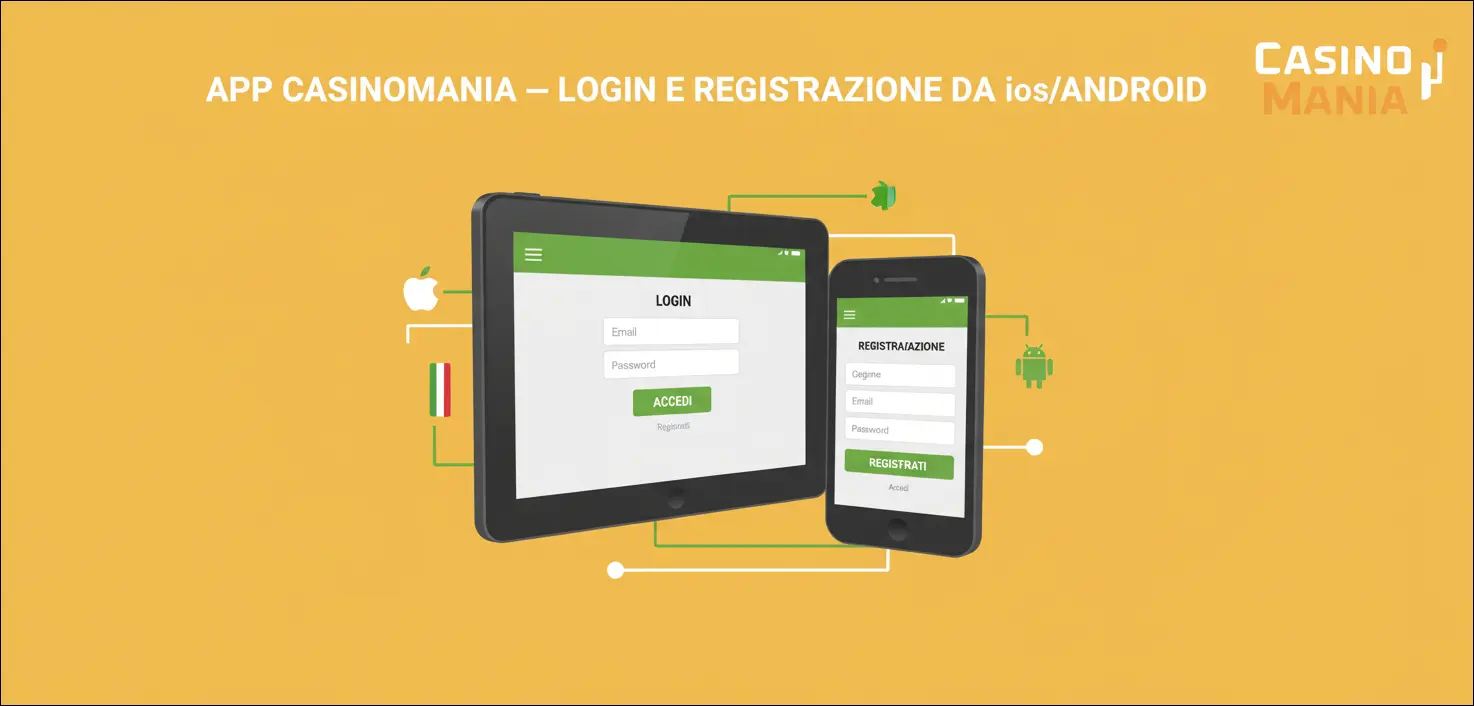 App Casinomania — login e registrazione da iOS/Android